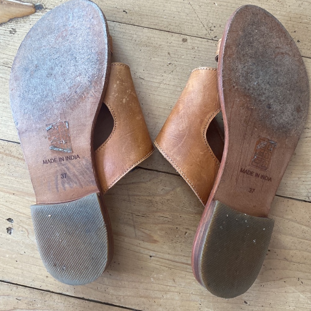 Free People leather sandal cognac brown 37 6.5 7 - Picture 4 of 7